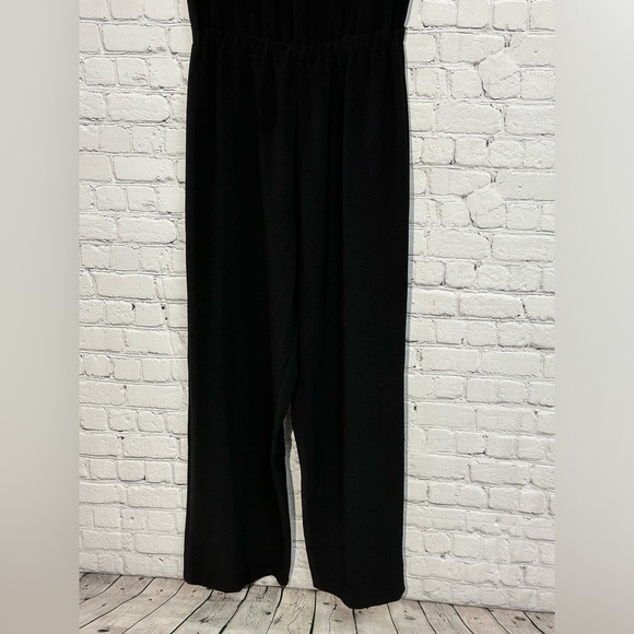 ASHLEY STEWART Lace-Up Drawstring V-Neck Sleeveless Black Jumpsuit Size 12 - Picture 4 of 9
